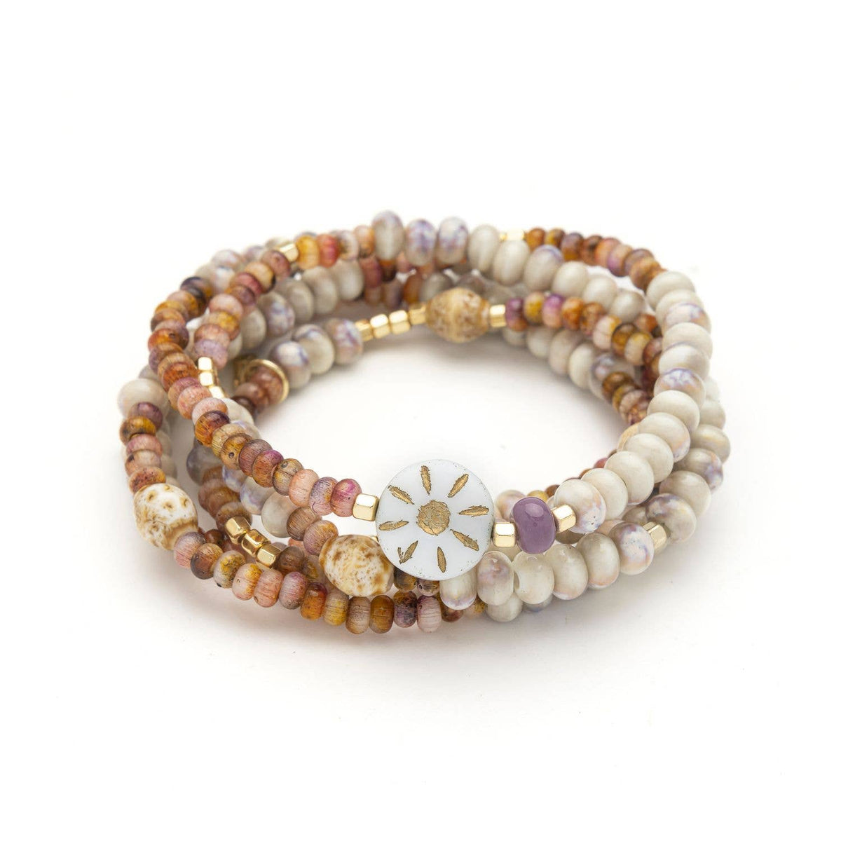 Ceramic Bead Wrap Bracelet/Necklace - Abundance/Sun