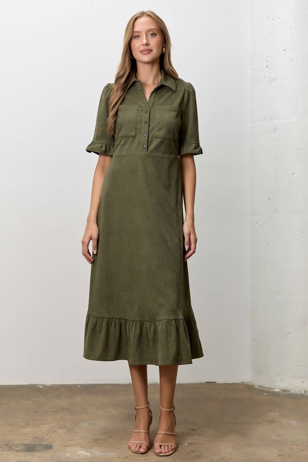 CORDUROY MIDI DRESS