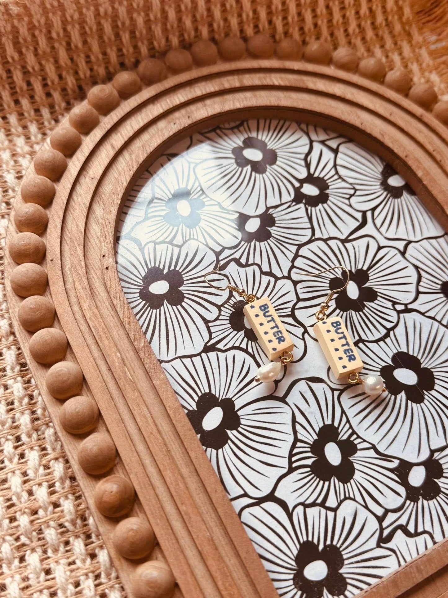 Butter Sticks with Pearls | Polymer Clay Earrings