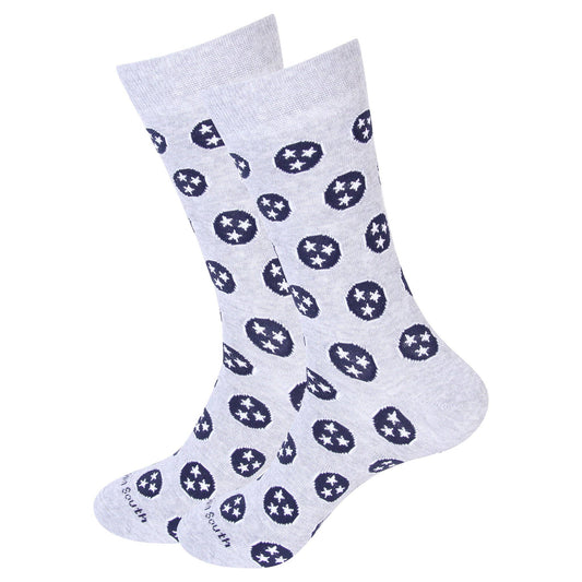 Grey/Navy Tennessee Tri Star Socks