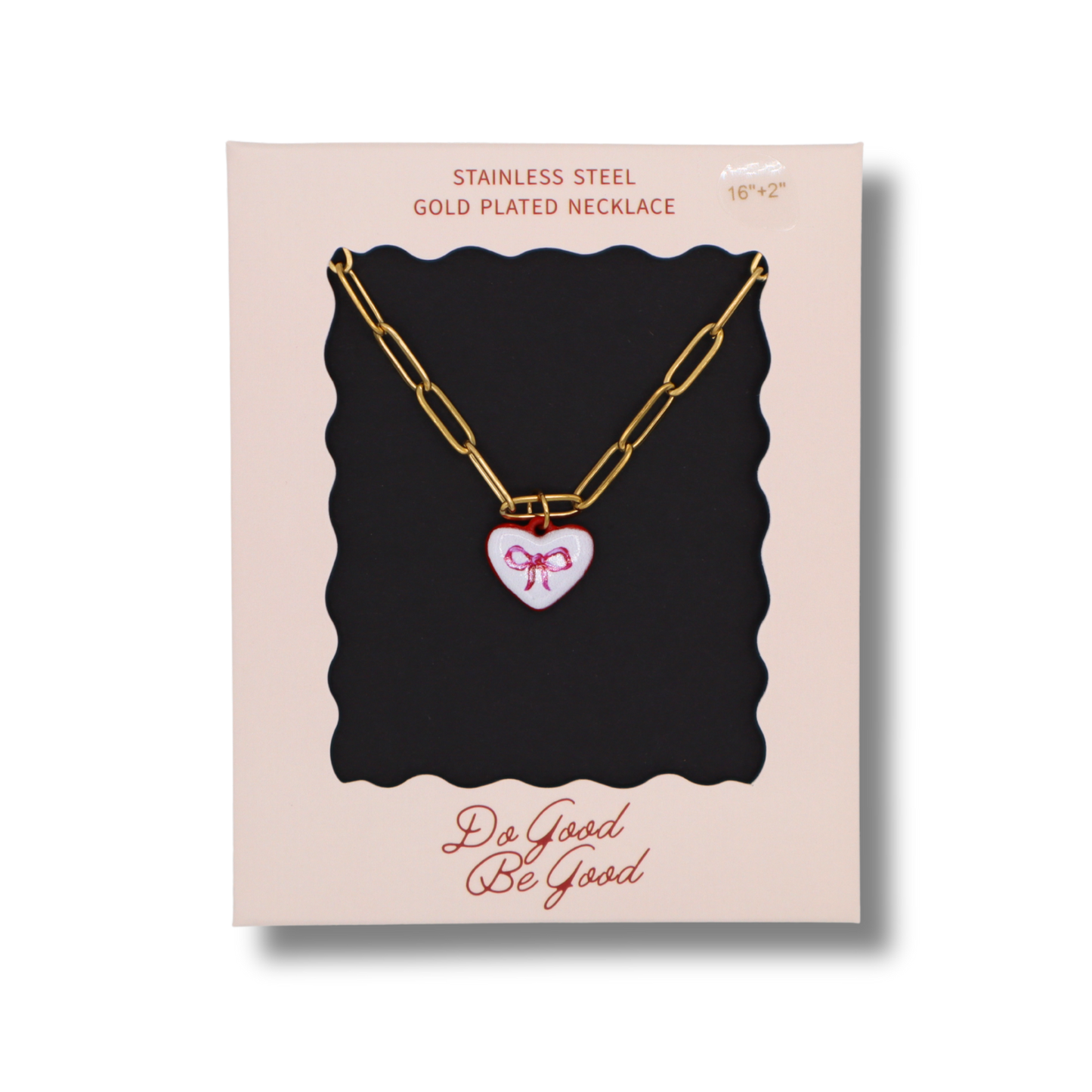 Heart Bow Charm Gold Plated Necklace