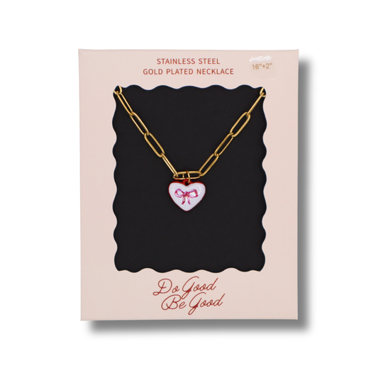 Heart Bow Charm Gold Plated Necklace