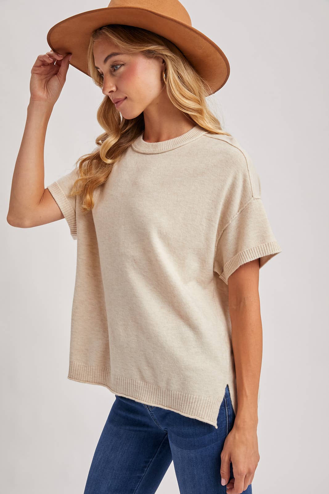 CREW NECK KNIT T-SHIRT
