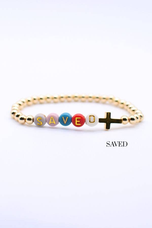 Gold Faith Bracelets – Jesus Loves U, Pray, Saved, Worthy