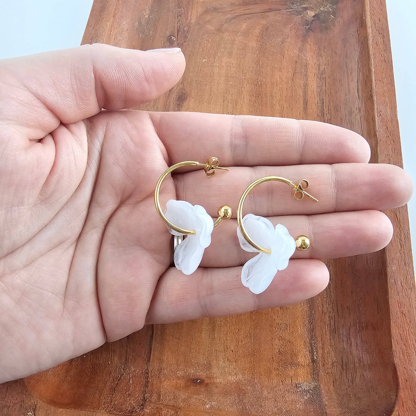 Magnolia Hoops - White // Jewelry, Earrings