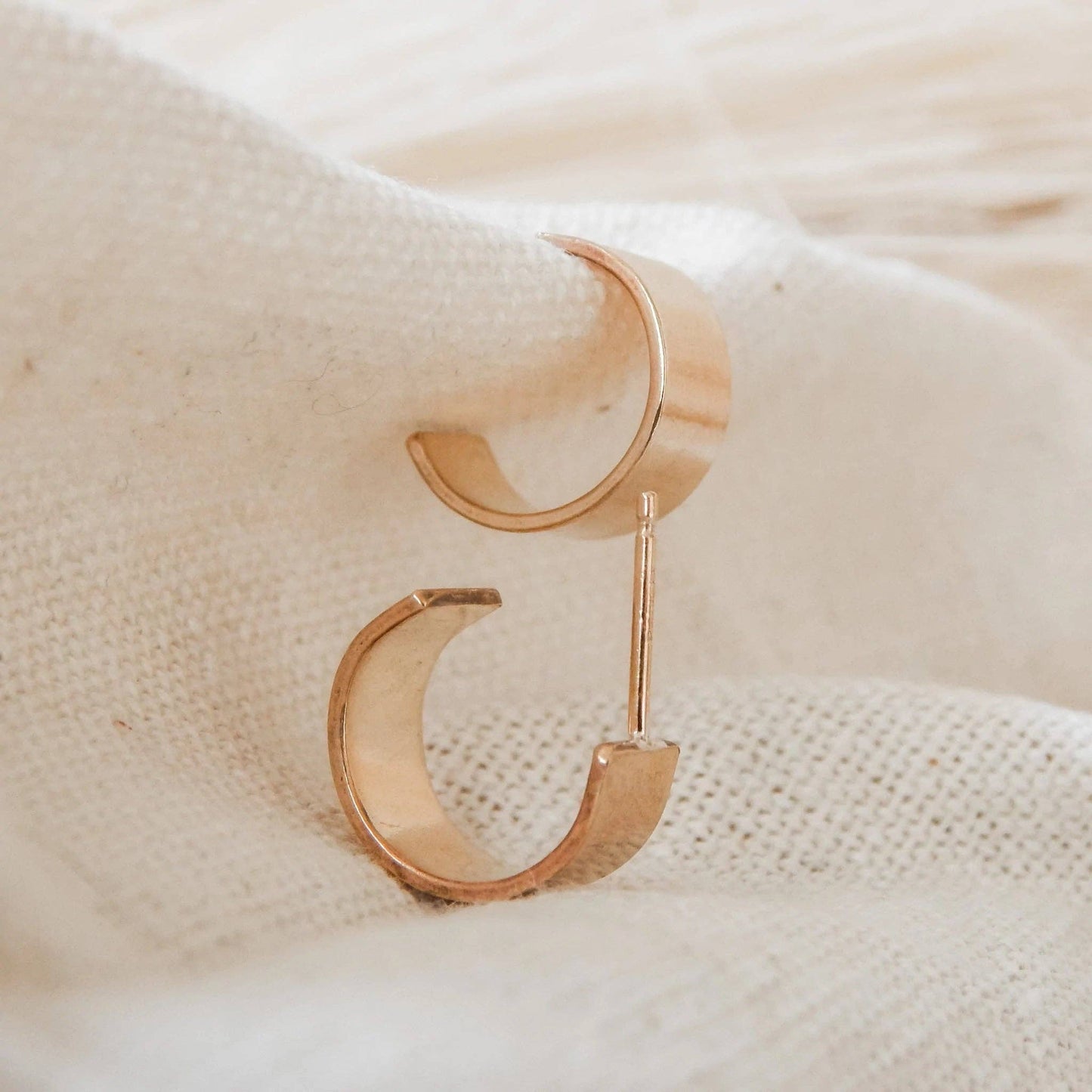 Thick Huggie Hoop Earrings | 14k Gold Fill & Sterling Silver