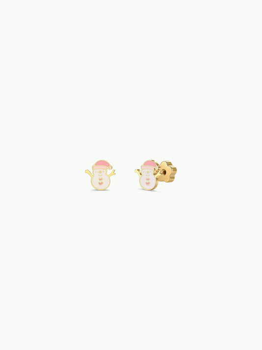 Snowman Enamel Flat Back Kids Earrings
