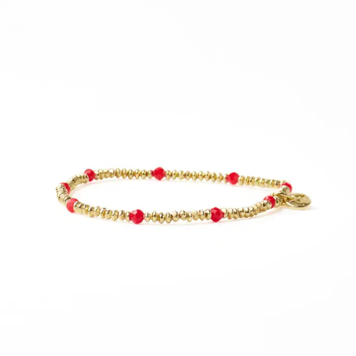 Ashley small gold brass and crystal stretch bracelet