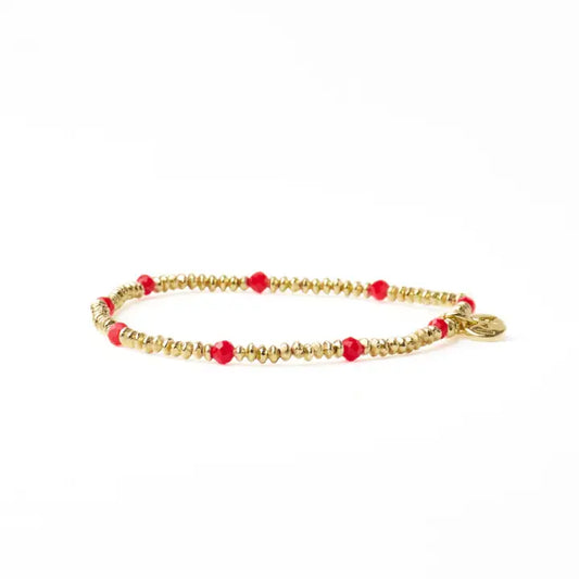 Ashley small gold brass and crystal stretch bracelet