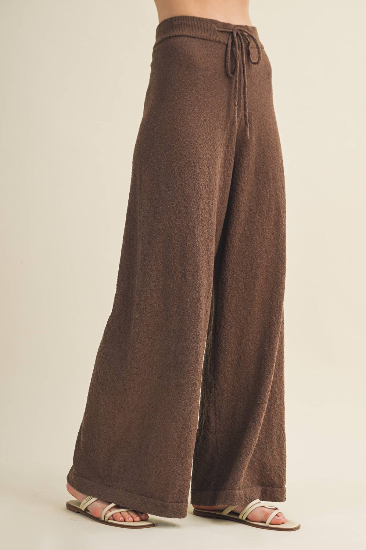 Plush Bouclé Knit Wide-Leg Trousers