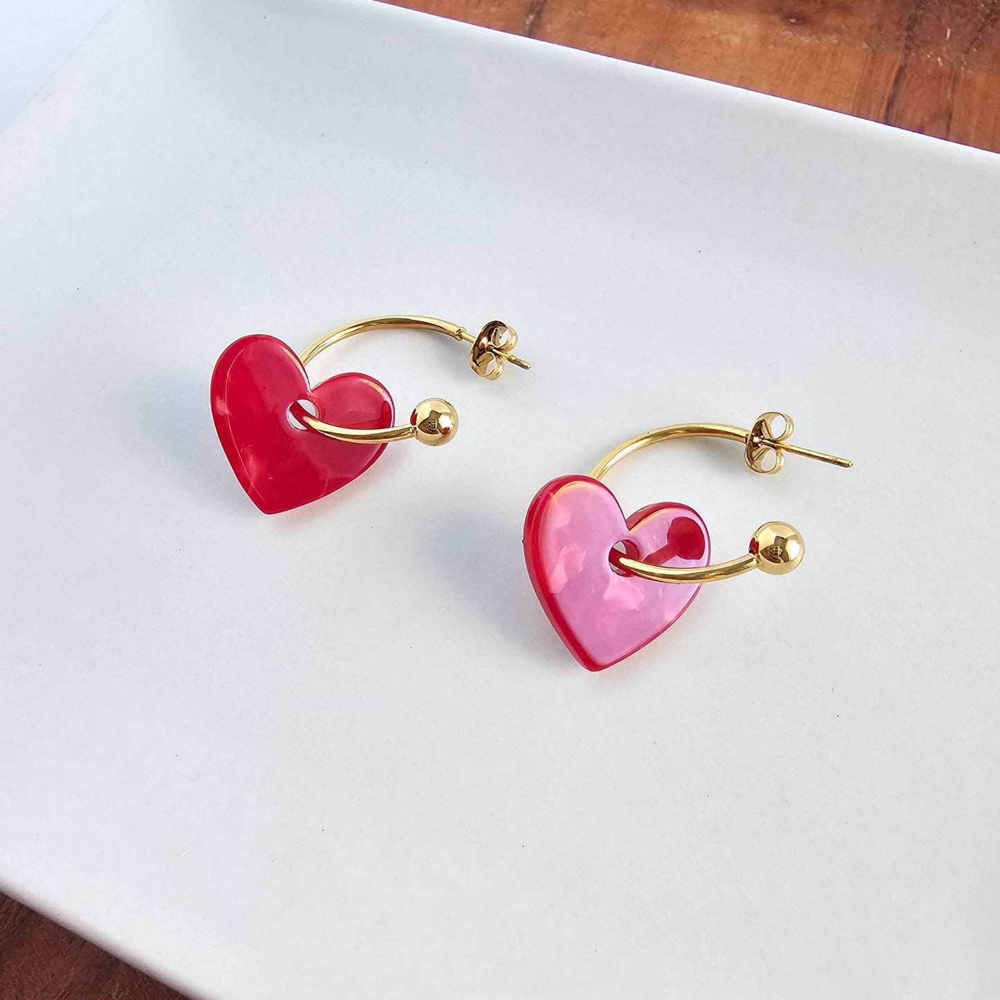 Sweetheart Hoops - Red // Valentine's Day Earrings, Jewelry