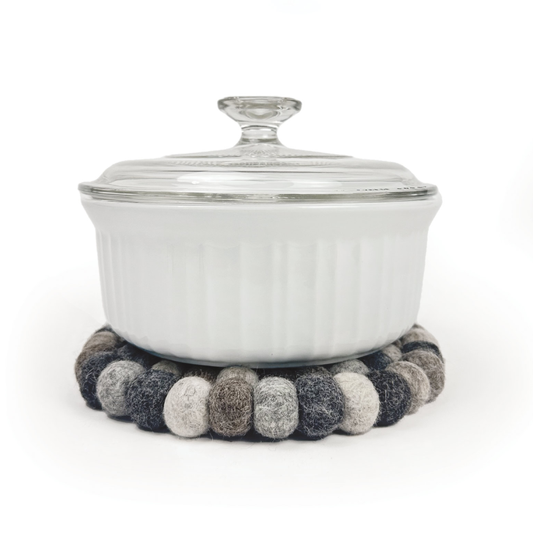 Dappled Gray Felt Ball Trivet