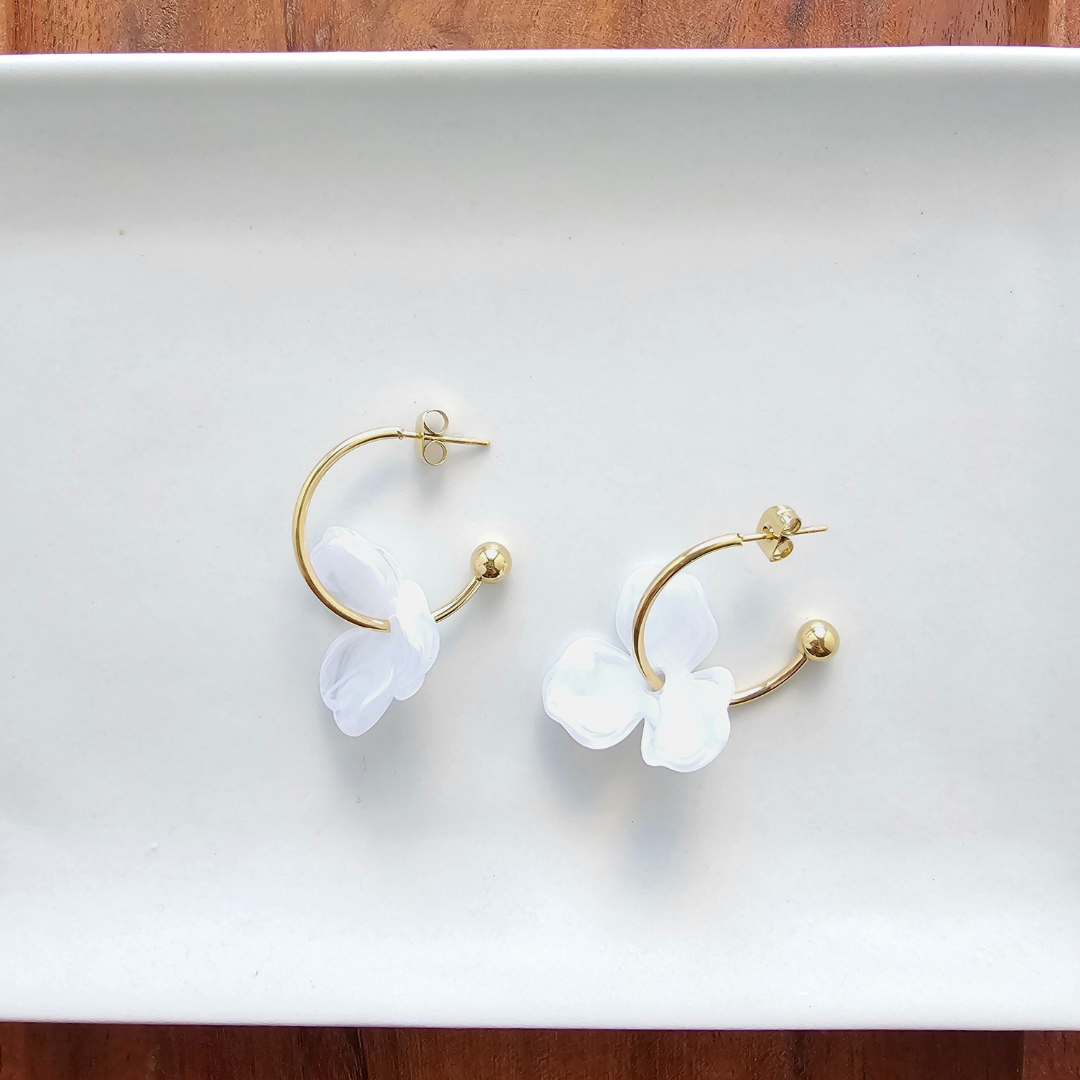 Magnolia Hoops - White // Jewelry, Earrings