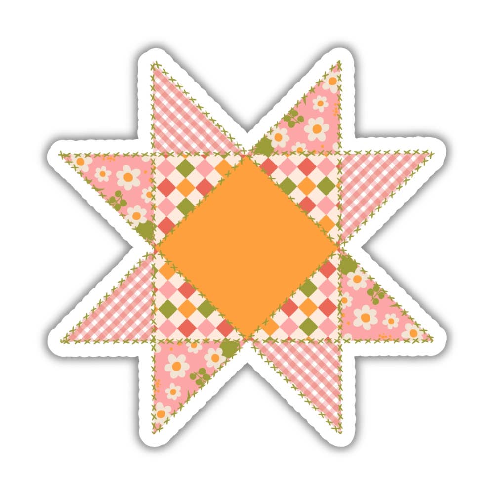 Pink and Orange Barn Quilt Patch - Sticker