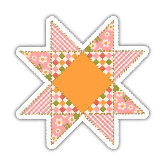 Pink and Orange Barn Quilt Patch - Sticker