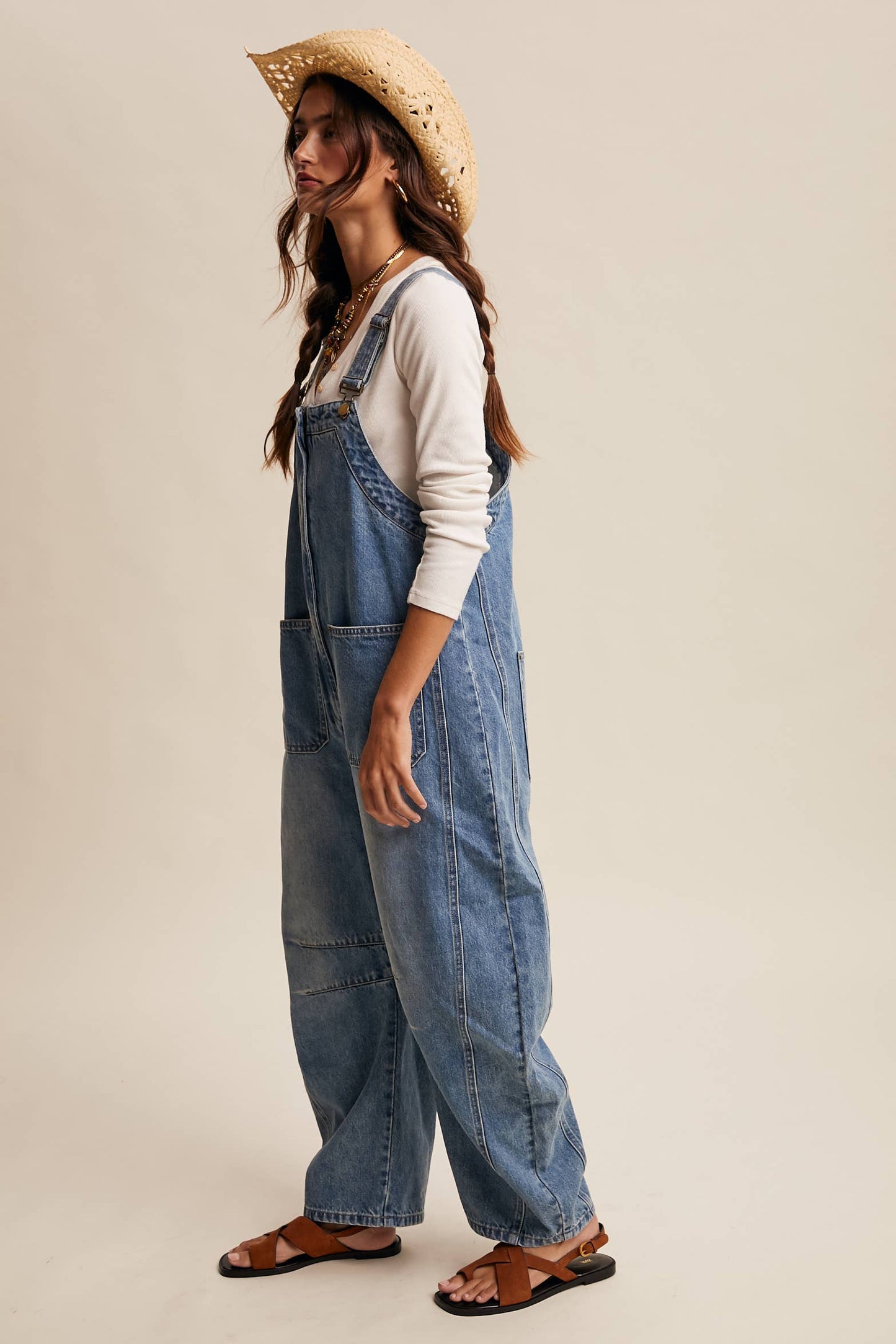 Western Wide-Leg Denim Overalls LRP0336