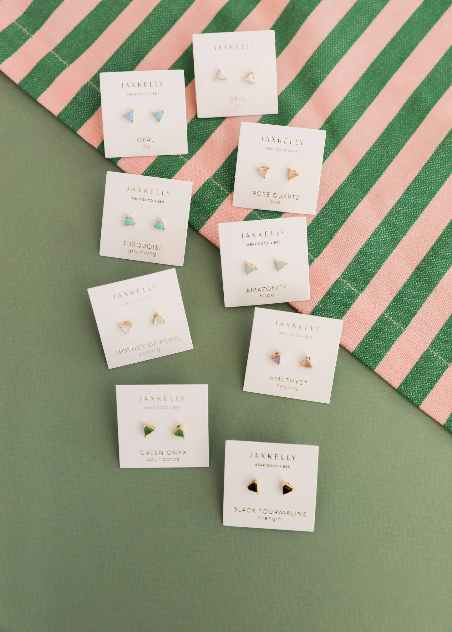 Mini Energy Gem - Amazonite - Gold Earrings