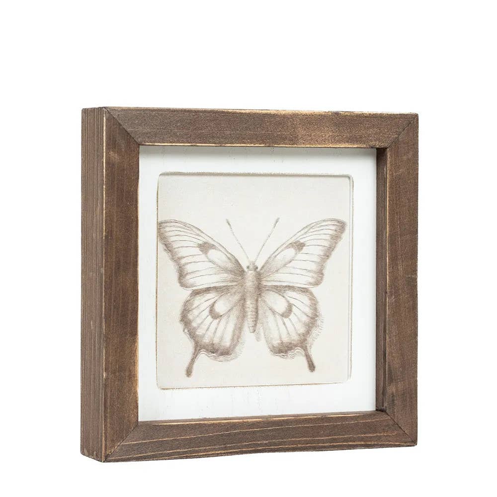 12694 - 7x7 rvs wood frame sign (BIRD/BUTTERFLY)  Wall Art