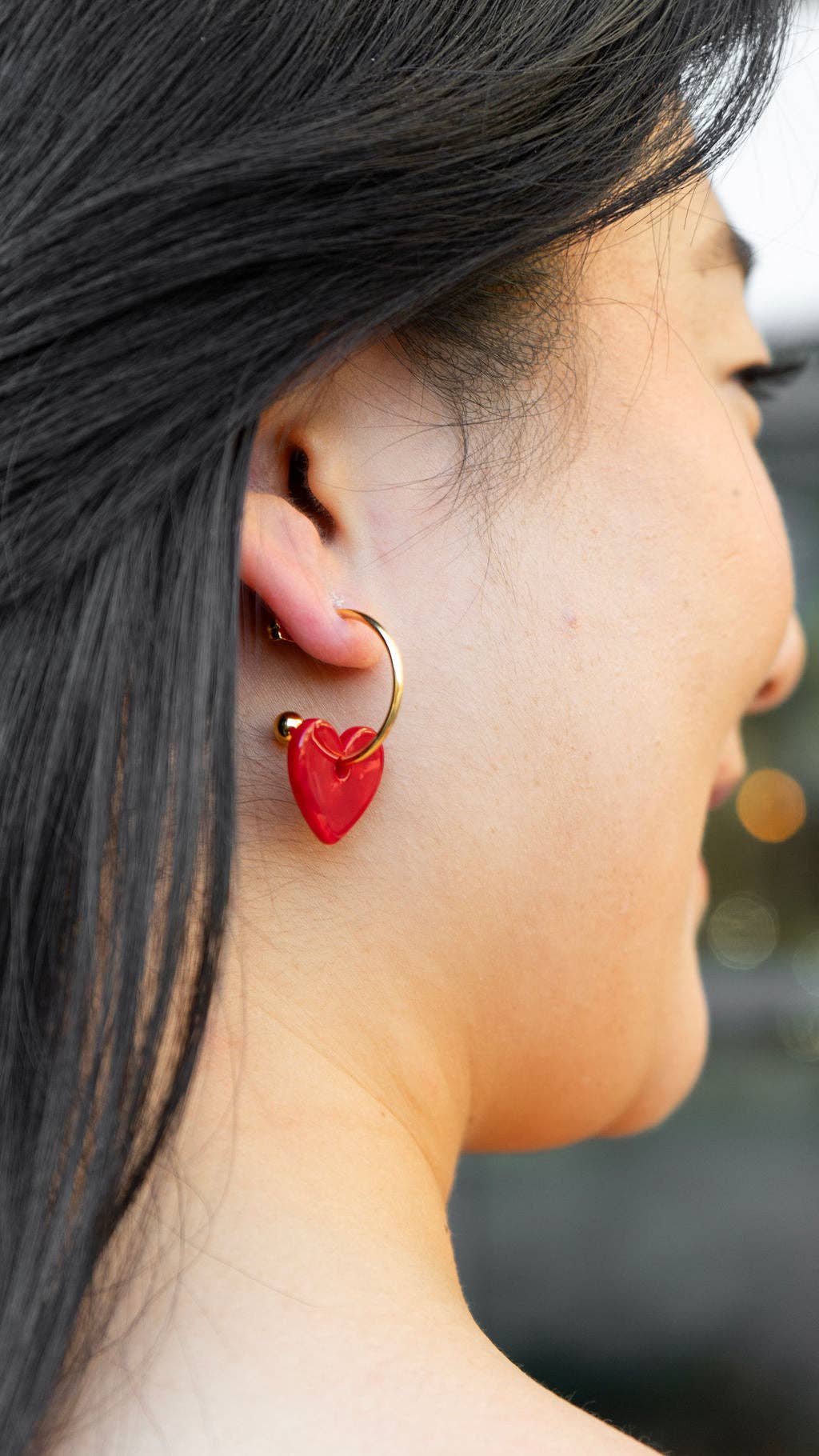 Sweetheart Hoops - Red // Valentine's Day Earrings, Jewelry