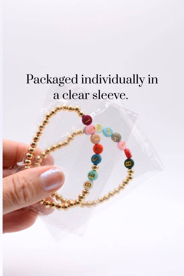 Gold Bead Word Bracelets – Blessed & Be Still, Faith jewelry