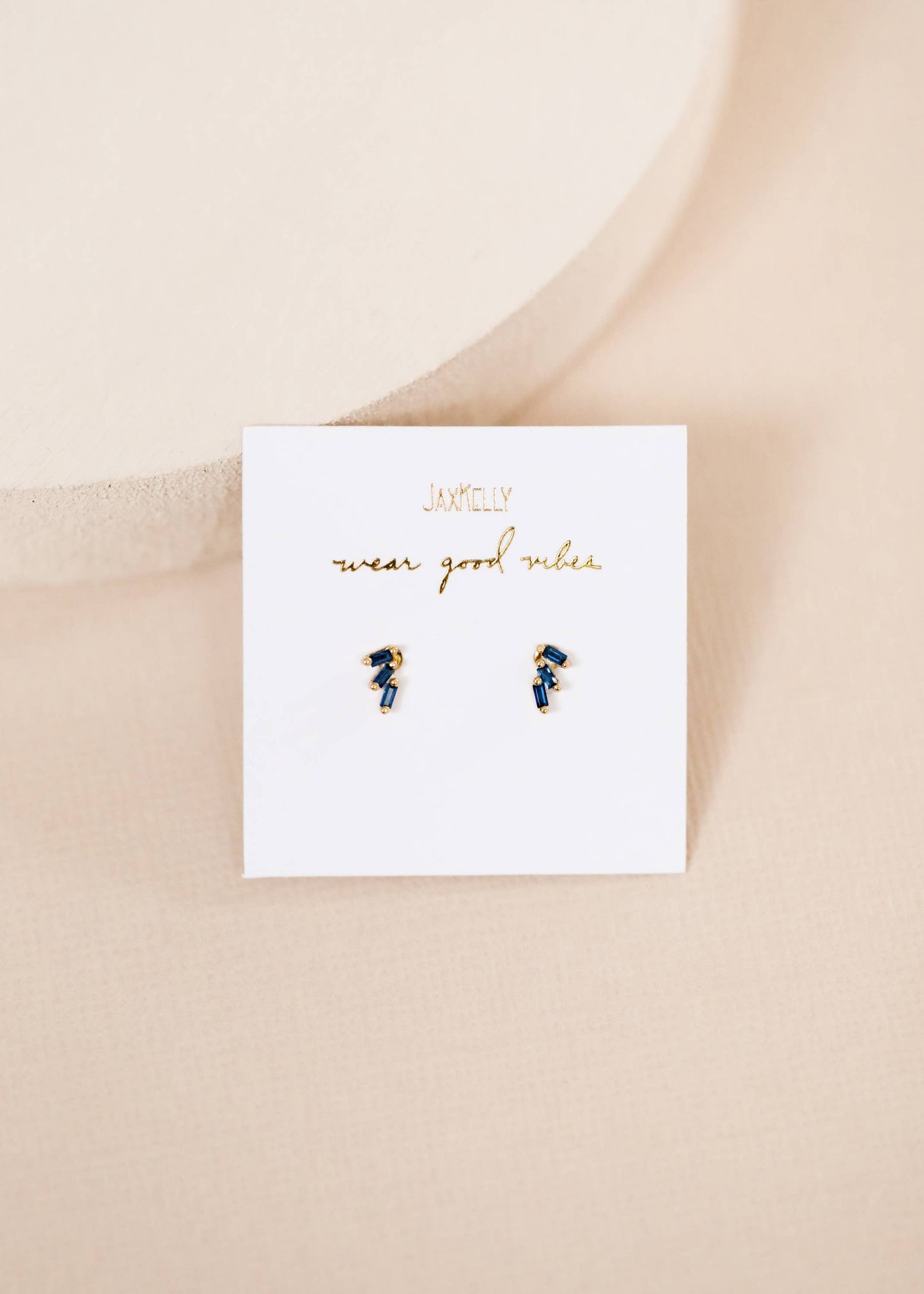 Offset Trio - Sapphire - Gold Earrings