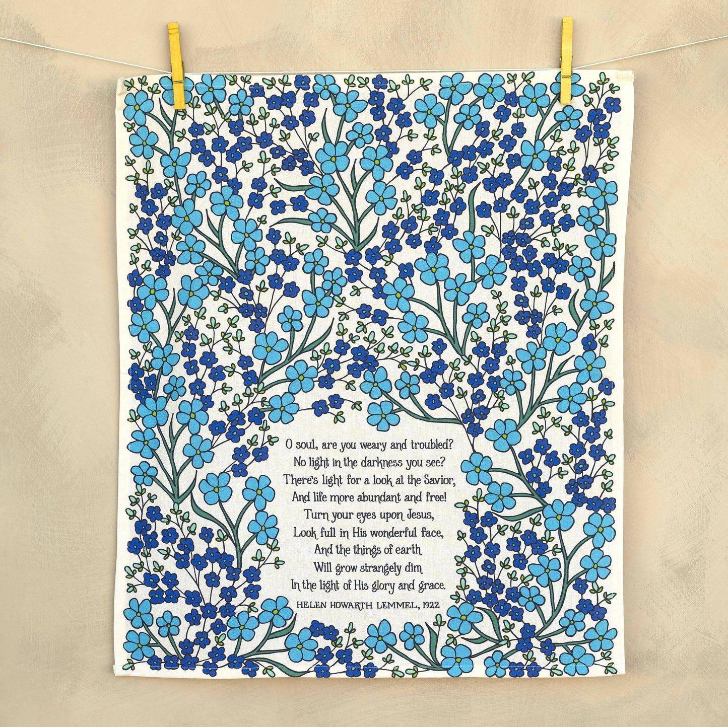 Turn Your Eyes Upon Jesus Hymn Tea Towel - Full Color