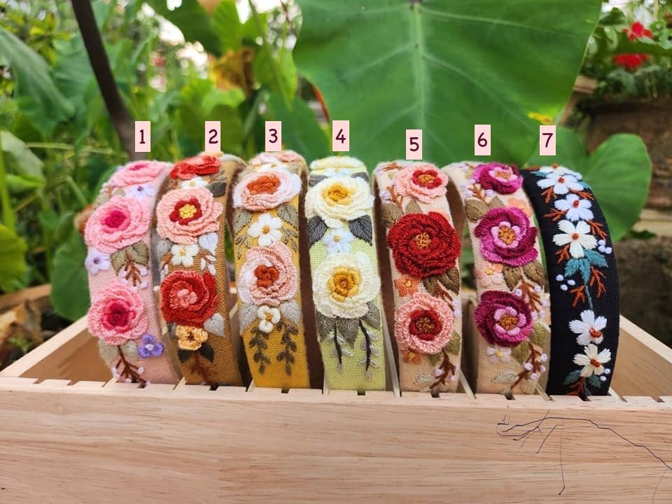 3D Floral Embroidered Headband, Brianna Collection