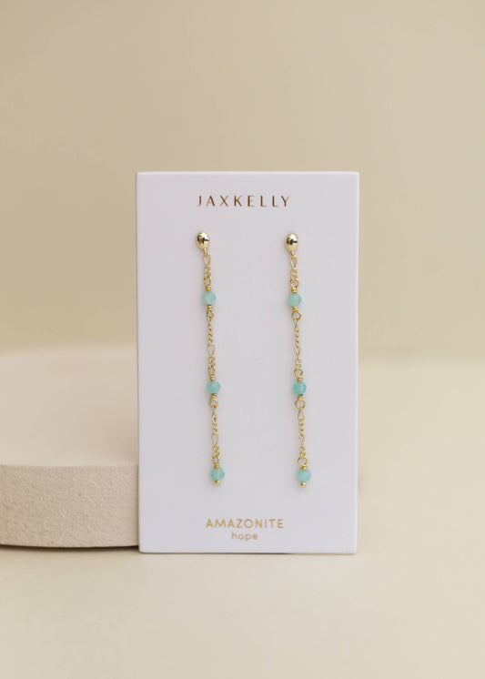 Gemstone Chain Drop Earring - Amazonite