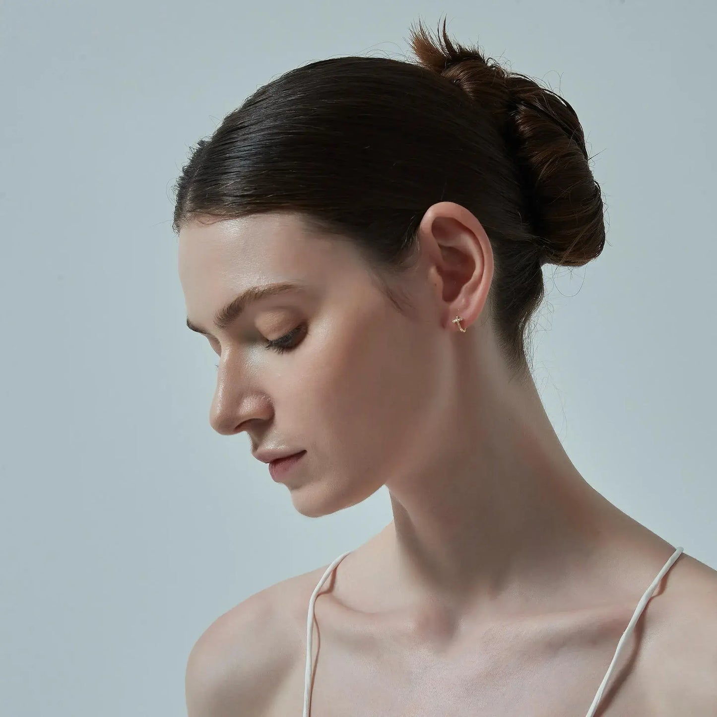 Small Minimalist Cross Hoop Earrings in 925 Sterling Silver