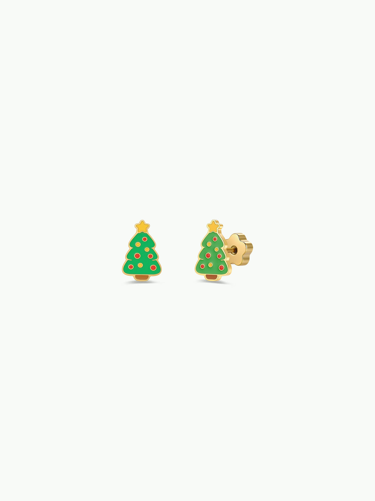 Christmas Tree Enamel Flat Back Kids Earrings