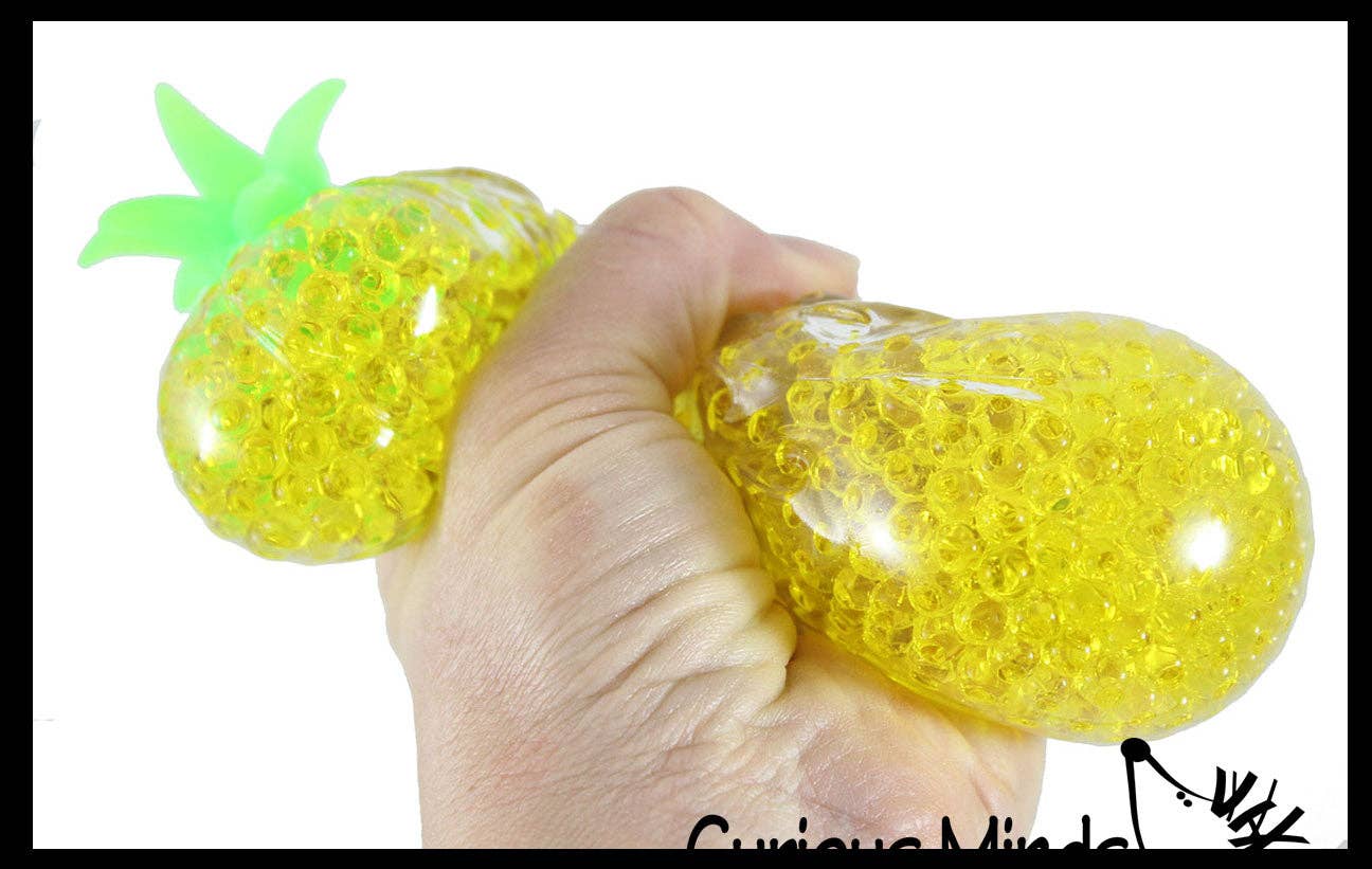 Yellow Pineapple Fruit Water Bead Filled Clear Squeeze