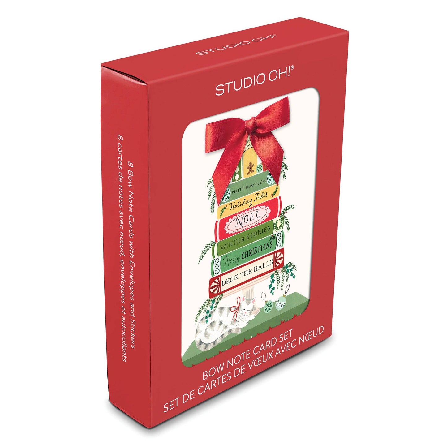 Bookish Christmas Bow Note Card Set