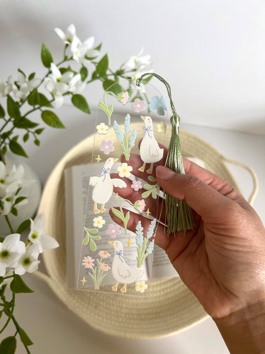 Cottage Core Acrylic Bookmark, Spring Garden Bookmark