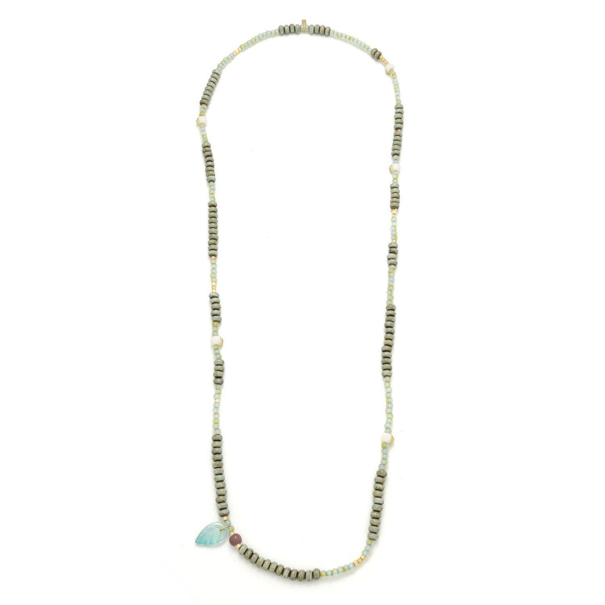 Ceramic Bead Wrap Bracelet/Necklace - Renewal/Leaf