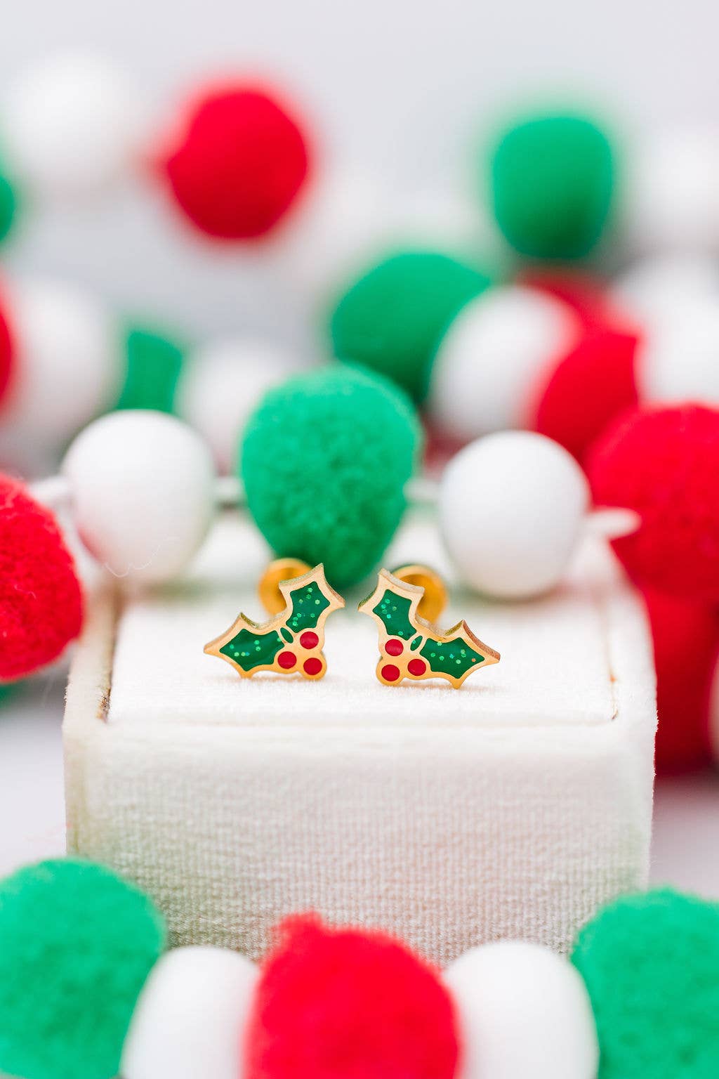 Holiday Holly Stud Earrings