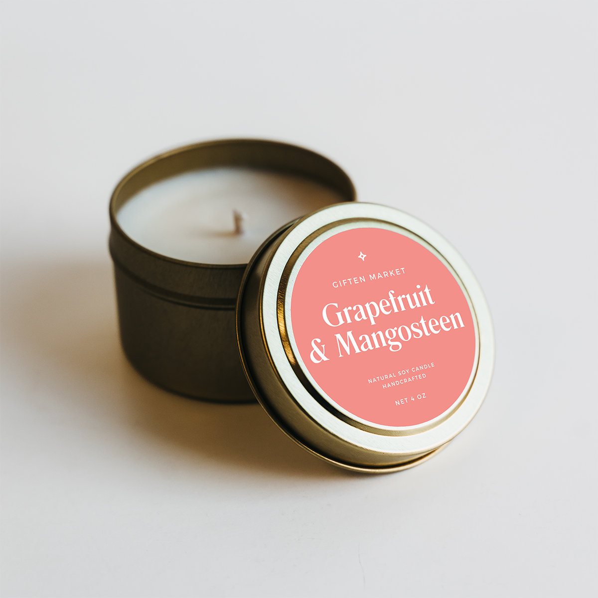 Grapefruit & Mangosteen Soy Candle - 4oz Gold Travel Tin