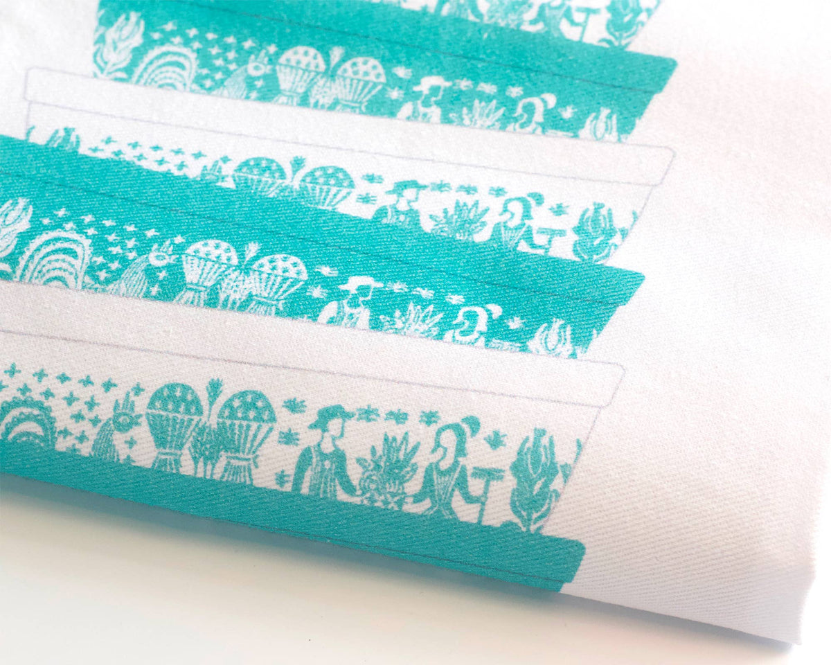 Vintage Bowl Stack Cotton Tea Towel | 6 Patterns