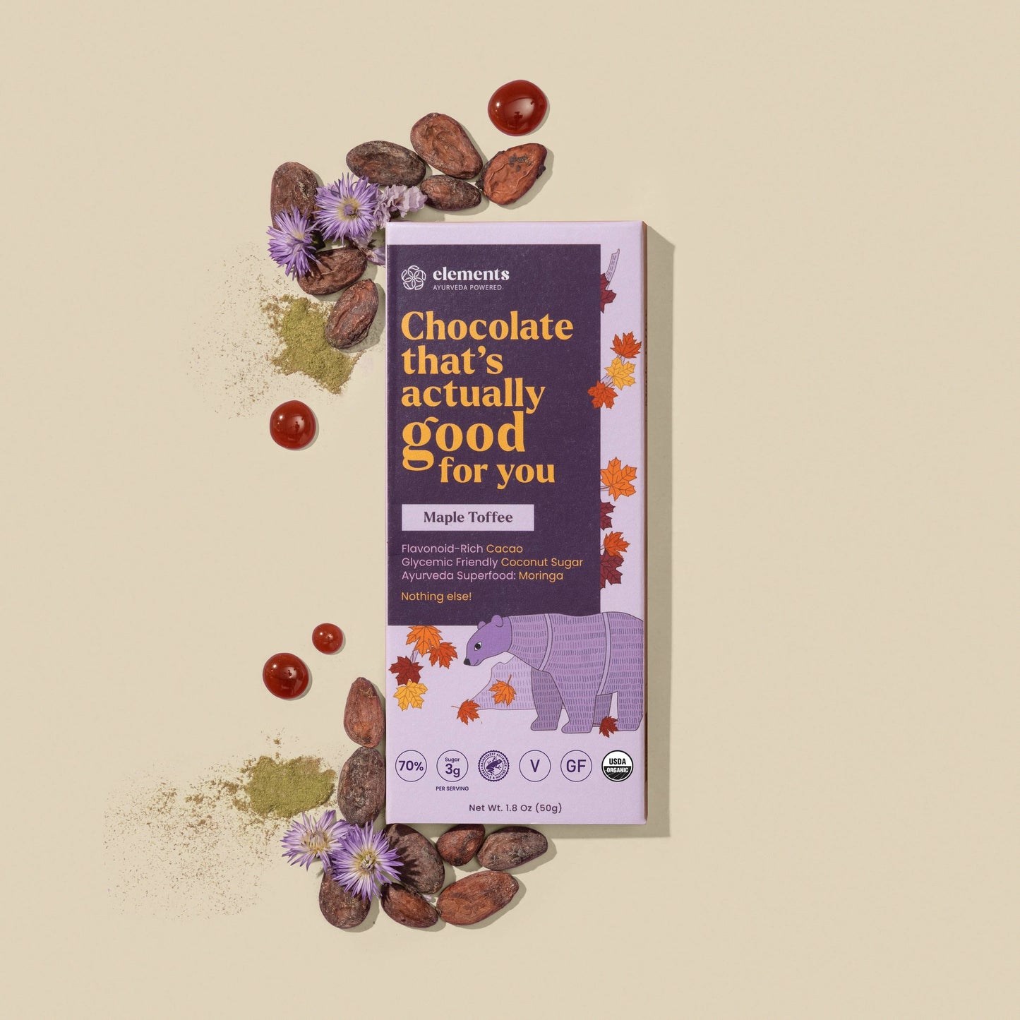 Maple Toffee Dark Chocolate Bar | Vegan Organic