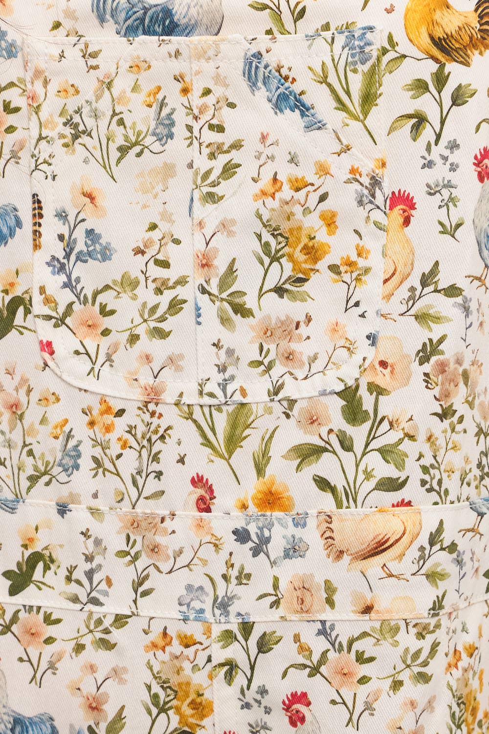 ROOSTER AND FLORAL PRINT OVERALLS