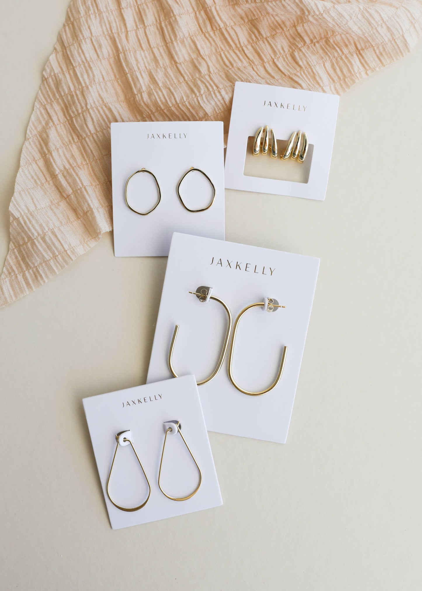 Gold Three Hoop Huggie - Earring