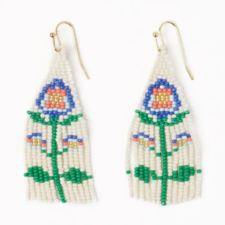 Audrey small seed bead single poppy flower lapis