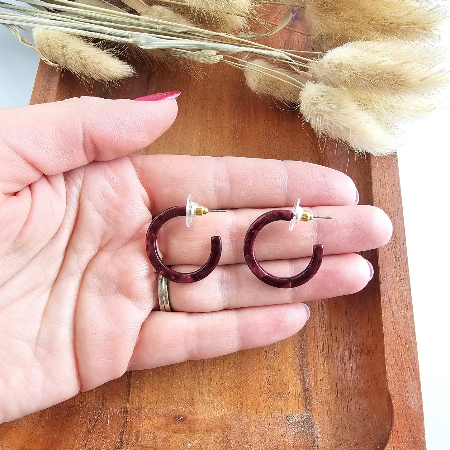 Cam Mini Hoops - Maroon // Jewelry, Earrings, Fall