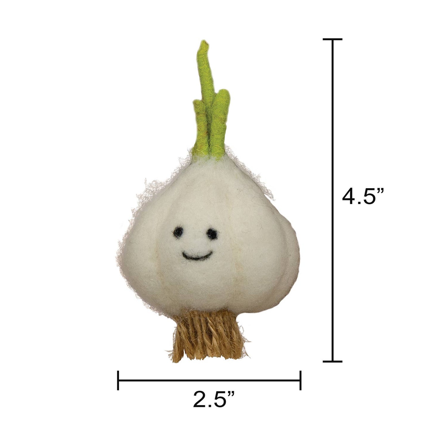 Happy Face Garlic Felted  Ornament