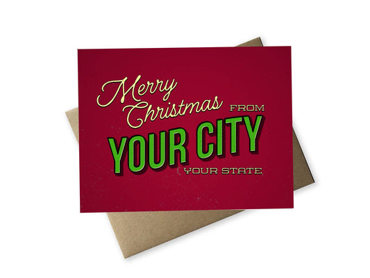 Custom Merry Christmas From Greeting Card Set, set of 8