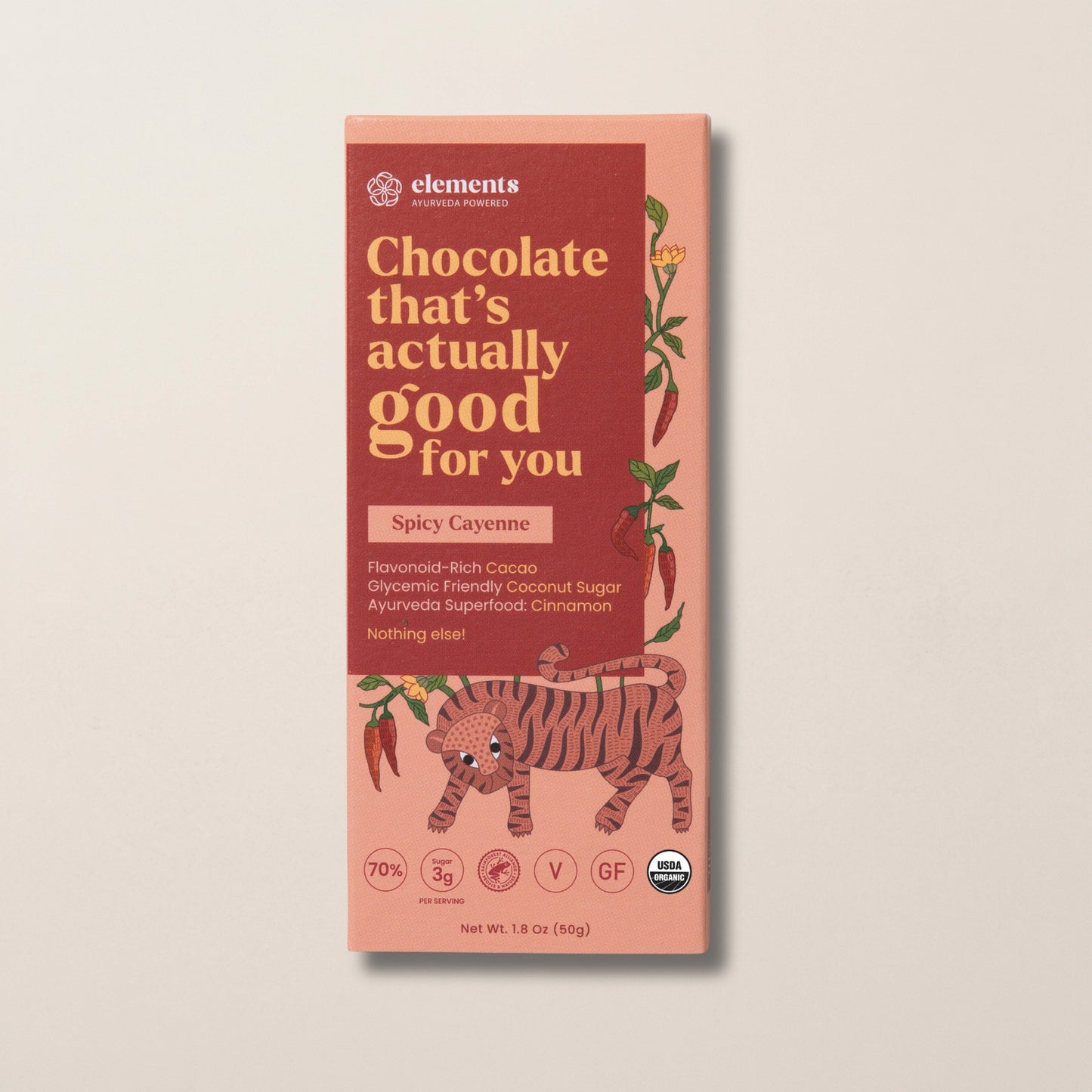 Spicy Cayenne Cinnamon Dark Chocolate | Vegan Organic