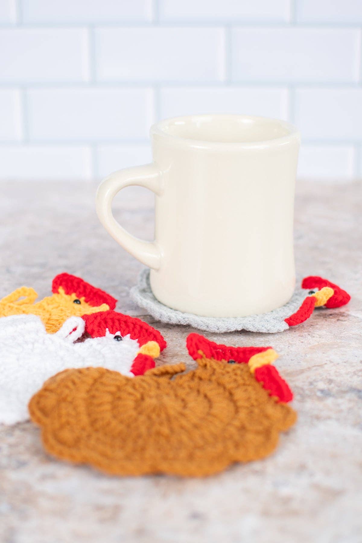 Crochet Chicken Coasters - Set of 4