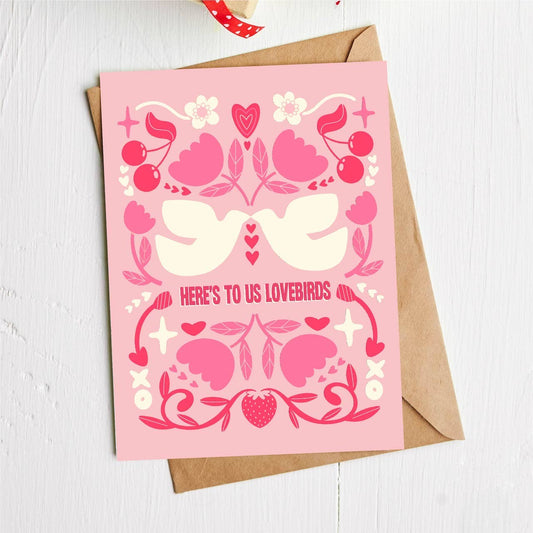 "Here's to us lovebirds" Valentine's Day Card