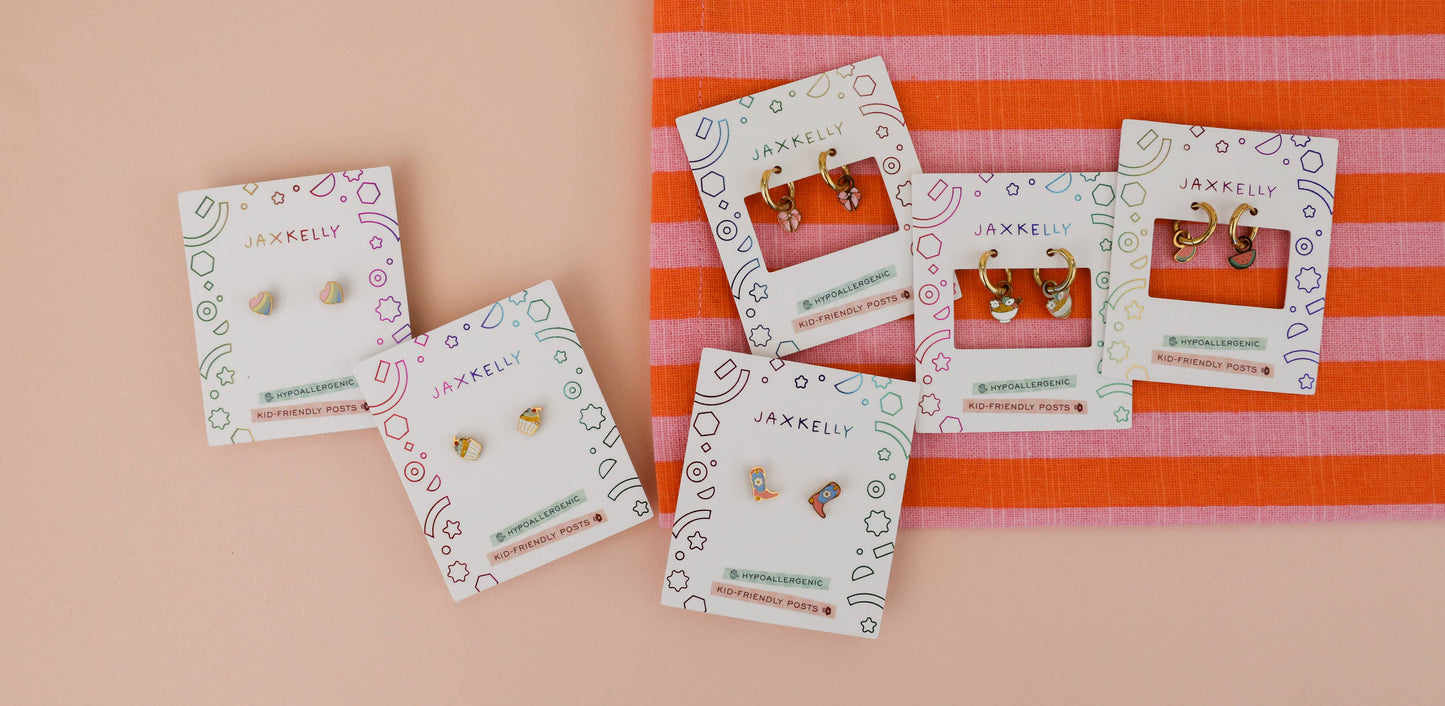 Cupcake Enamel Flat Back Kids Earrings