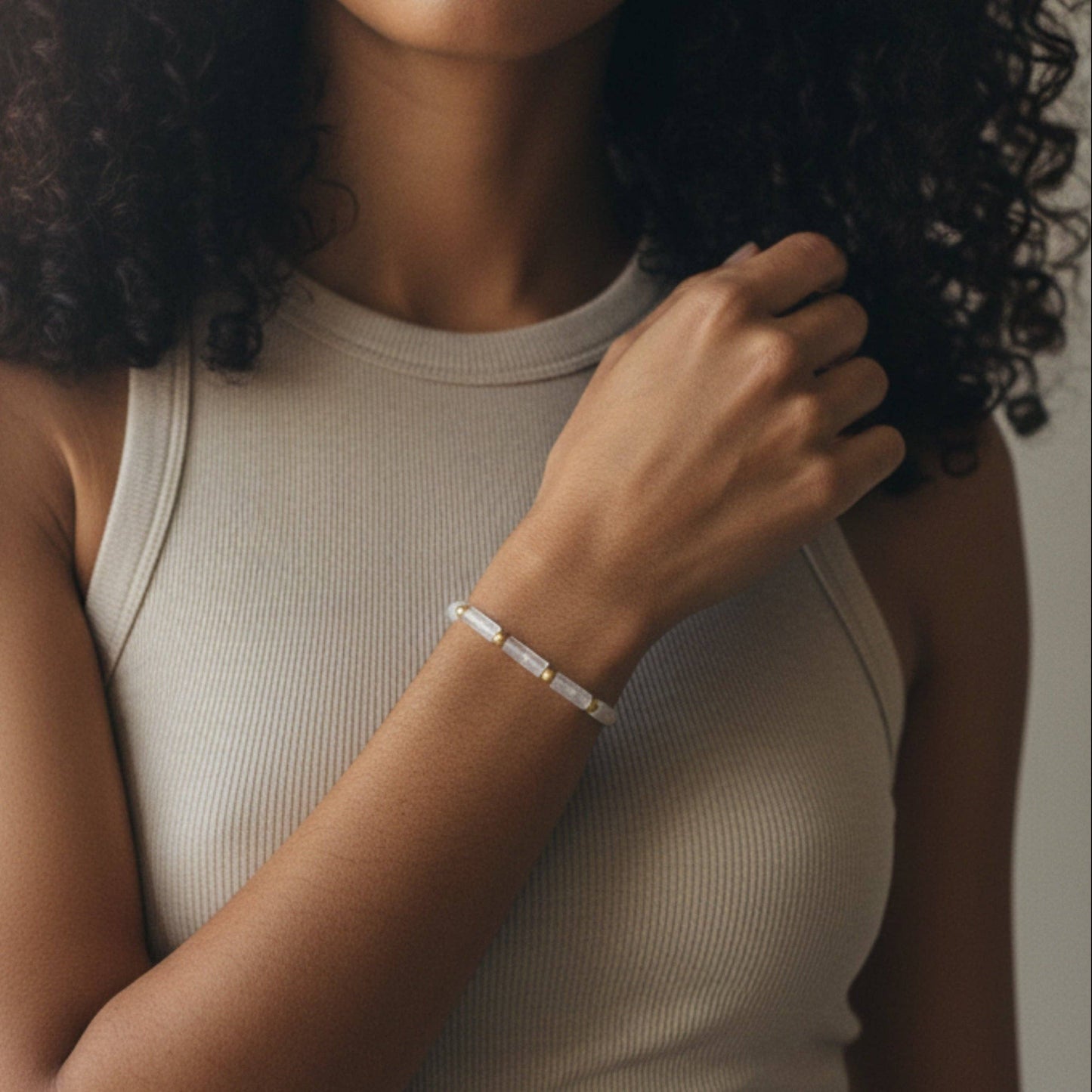 Gemstone Bracelet-Cube-White Jade