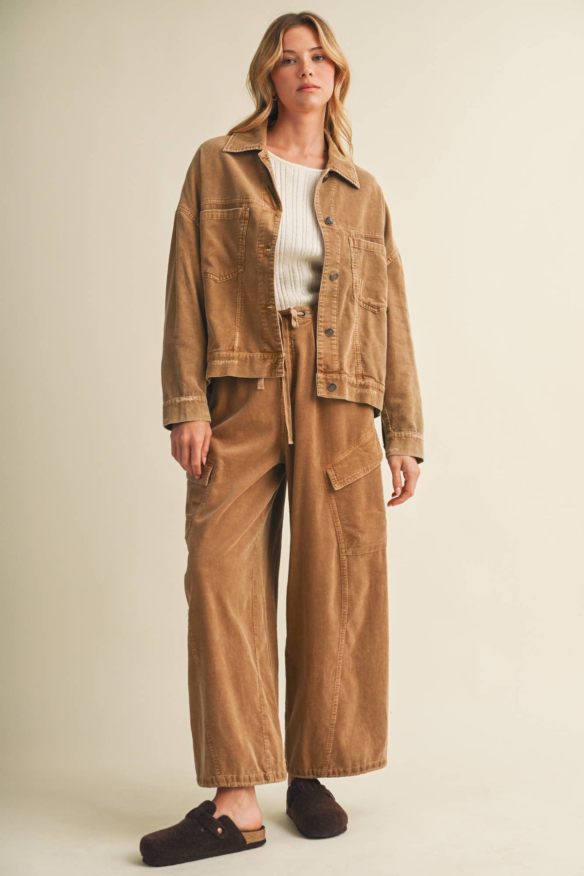 Wide-Wale Corduroy Dropped Shoulder Jacket